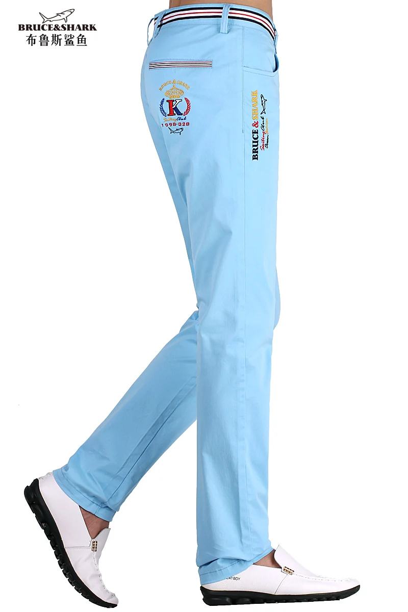 New Summer Light Blue Men's Pants Bruce&Shark Straight Stretch Business Casual Fashion Trouser for Men Pants Man Big Size 40