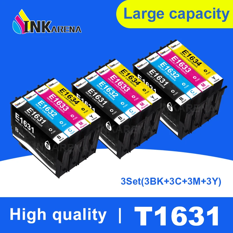 3 Set Ink Cartridges for Epson 16 16XL T1631 Ink Cartridge For Epson WF2010 WF2510 WF2520 WF2530 WF2540 WF2750 WF2760 Printer