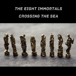 Chinese Retro Brass The Eight Immortals Crossing The Sea Statue DIY Figurines Desktop Ornament Miniature Fitting Pendant 8
