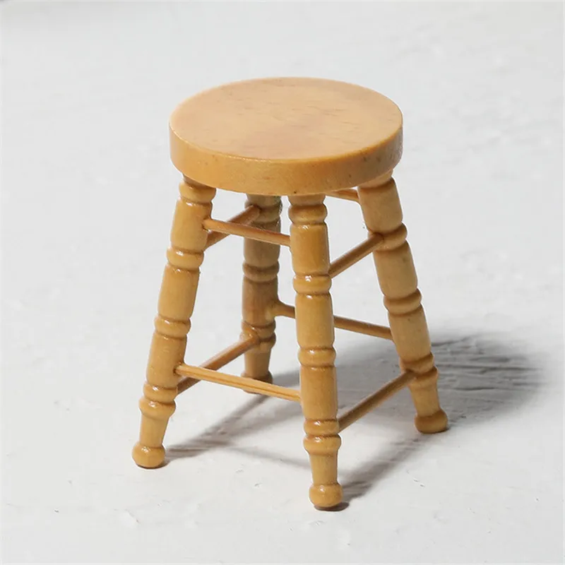 4Pcs/Set 1:12 Dollhouse Miniature High stool Model Handmade Model Decor for Gifts