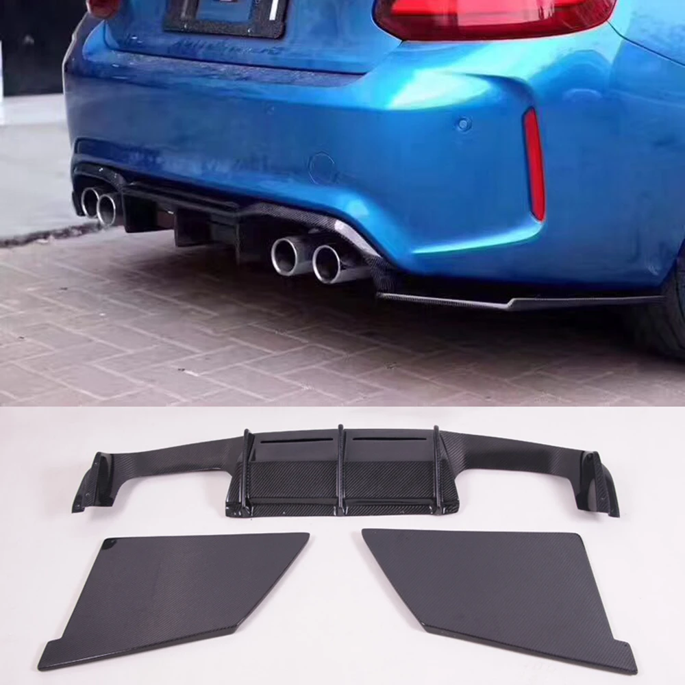 

Rear Bumper Diffuser Lip For BMW F87 M2 2016-2022 MTC Style Carbon Fiber +Lower Side Corner Cover Splitter Guard Plate Body Kit