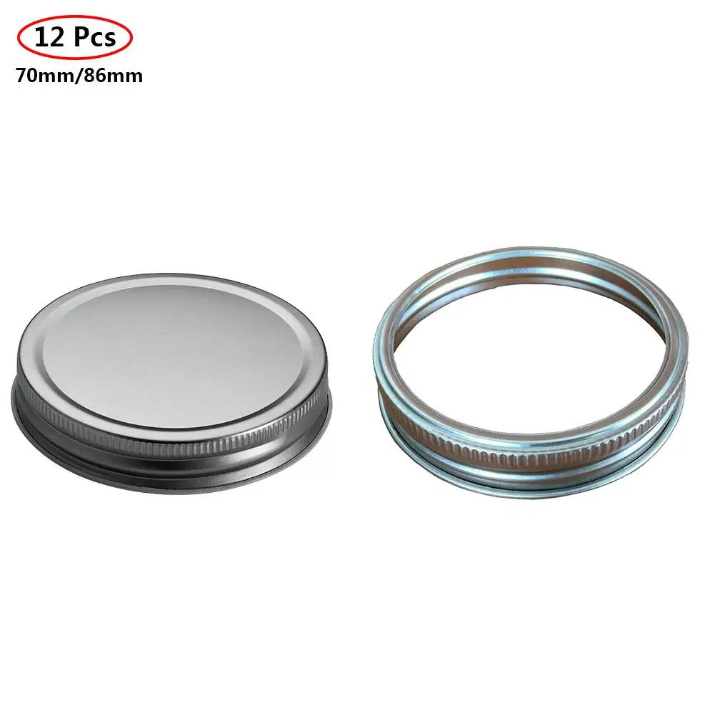 12pcs 70mm/86mm Canning Lids Durable Safe Threaded Sealing Caps For Kitchens Restaurants