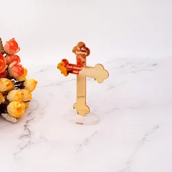 10pcs Acrylic Mirror Cross with Transparent Under Plate Personalized God Bless of The Lord's Prayer Table Decoration