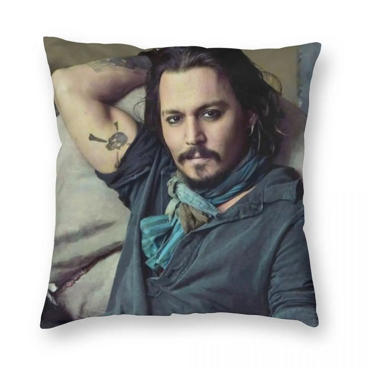 Johnny Depp Square Pillowcase Polyester Linen Velvet Pattern Zip Decor Car Cushion Cover