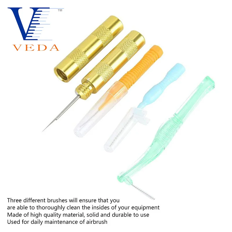 4pcs Airbrush Cleaning Kits Spray Gun Washing Cleaning Tools Nozzle Needles Brushes Repair Tool Kit Set Airbrush Accessories