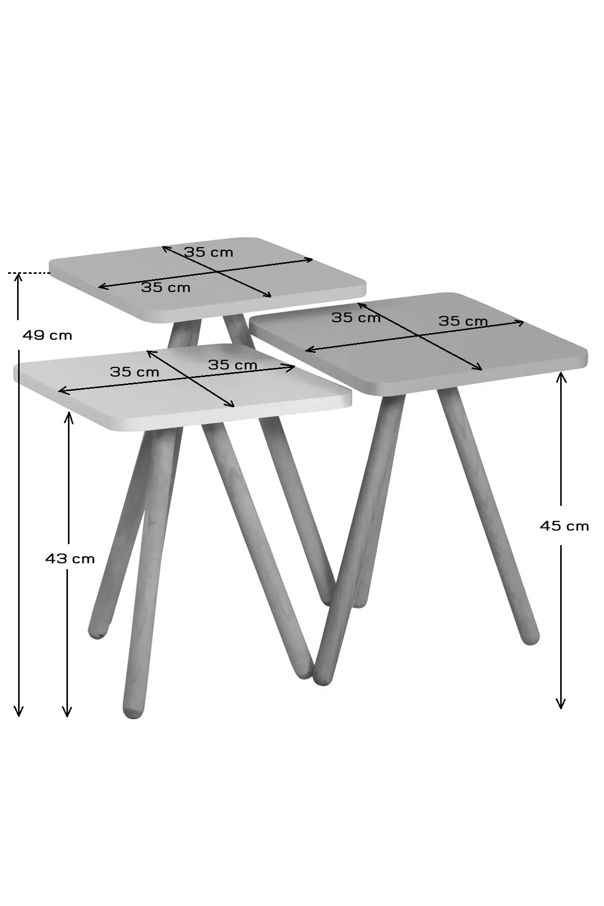 White Triple Wood Pedestal Square Design Zigon Coffee Table