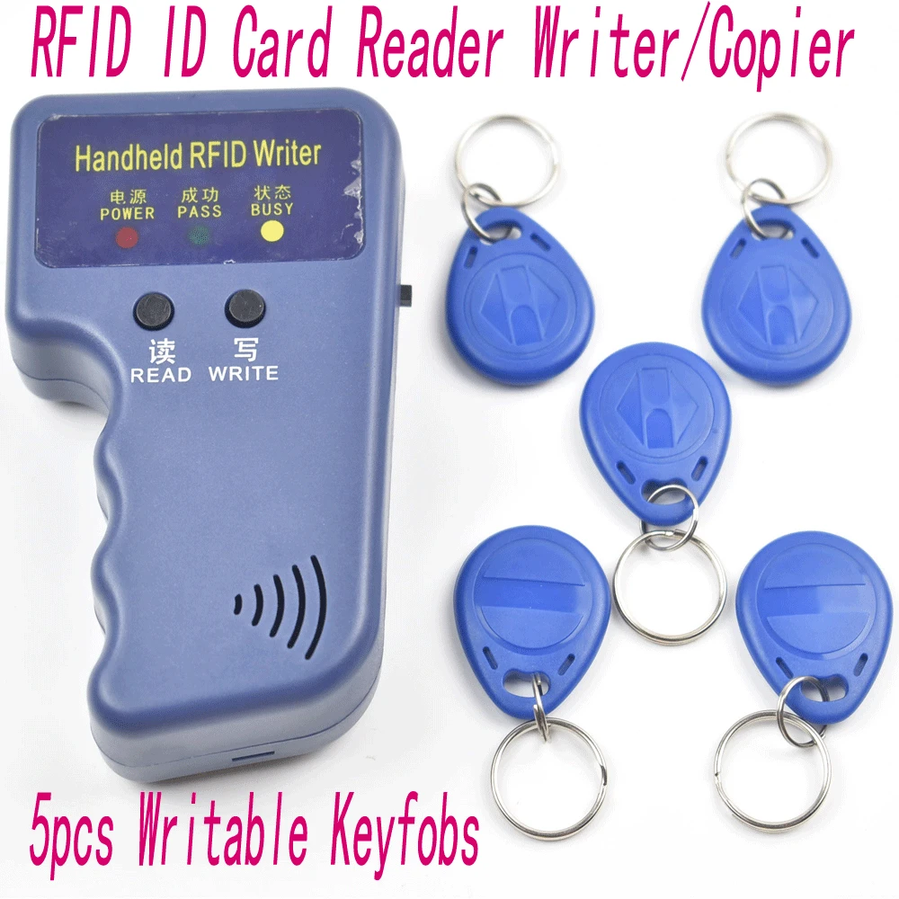 

Handheld 125Khz RFID Copier Writer / Duplicator ID Card Copier +5pcs Rewritable EM4305 T5577 tags