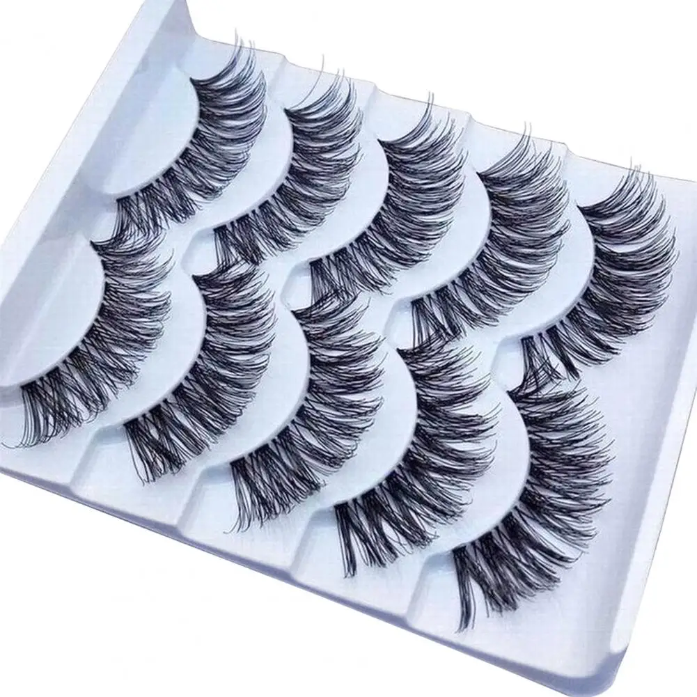 Faux cils croisés naturels désordonnés faits à la main, superbe maquillage, extension de cils, maquillage des yeux, 5 paires