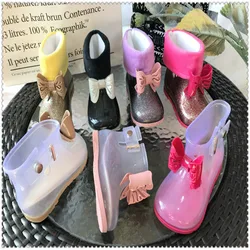 Mini Style Cute Bowtie Girl Rain Boots Ins Kids Water Shoes Baby Boots Waterproof Toddler Rain Boots 13cm-18cm HMI013