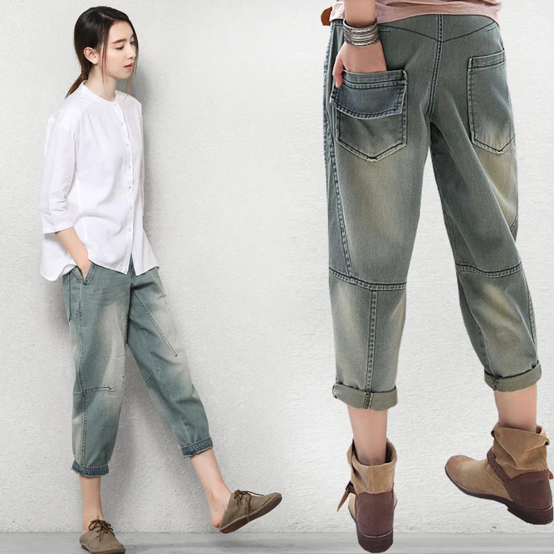 

2023 Spring Autumn Jeans Women Cotton Harem Pants Casual Denim Pants Fashion Loose Vaqueros Vintage Boyfriend Jeans