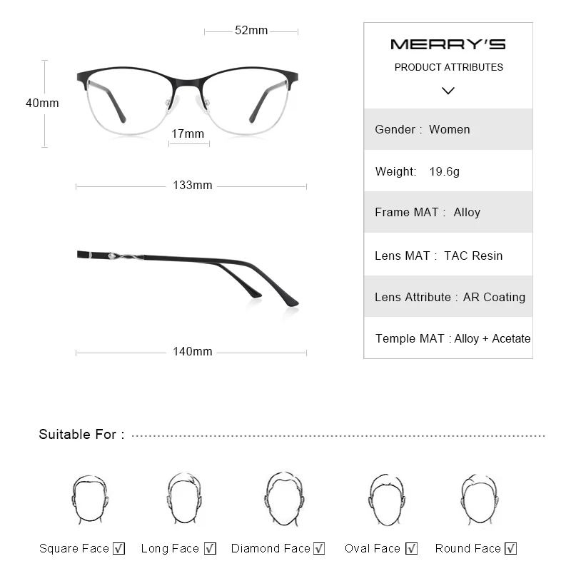 MERRYS DESIGN Women Fashion Trending Cat Eye Glasses Full Frame Ladies Myopia Eyewear Prescription Optical Eyeglasses S2110