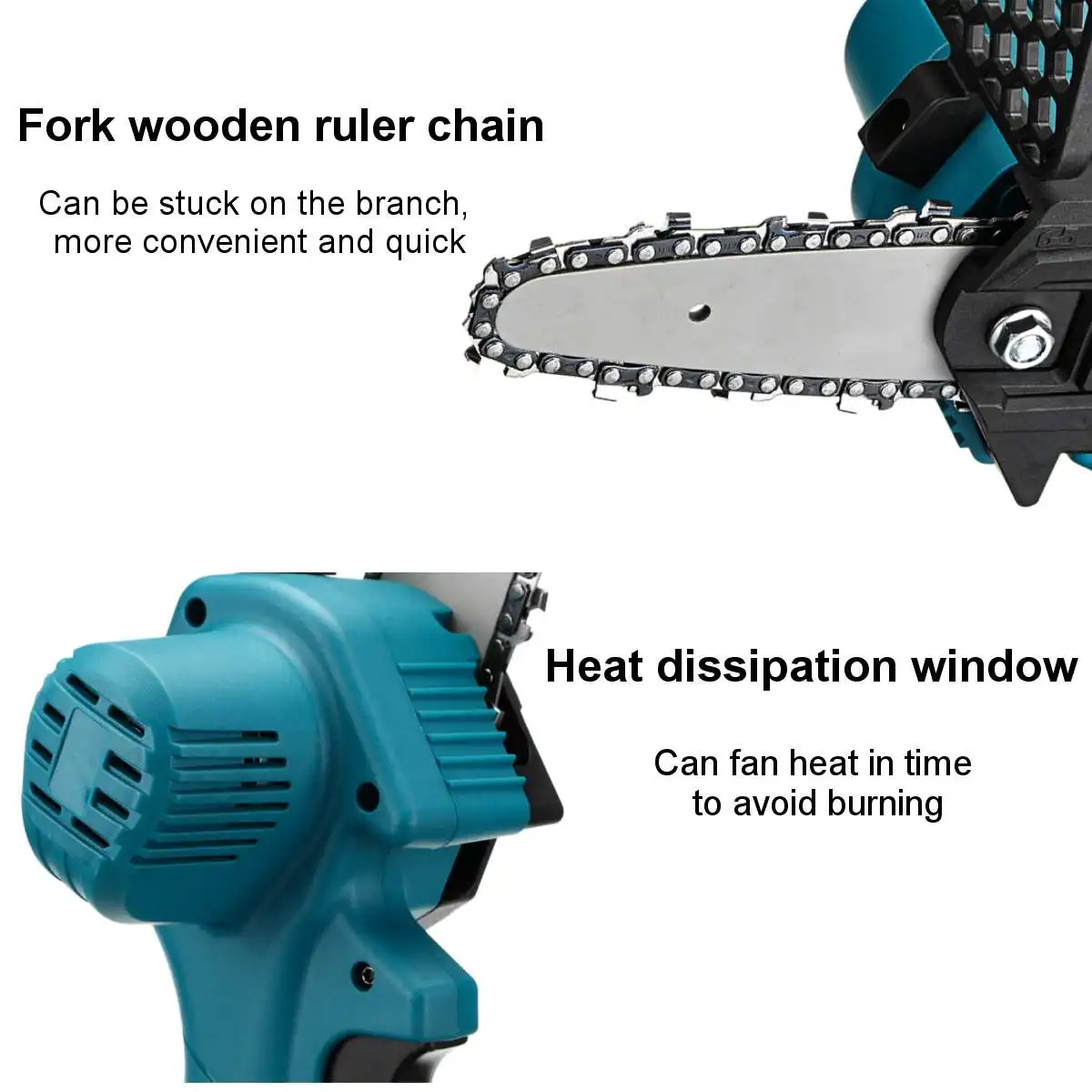 BLMIATKO 3000W 4 Inch Mini Electric Chain Saw With 2PC Battery Woodworking Pruning One-handed Garden Tool Rechargeable EU Plug