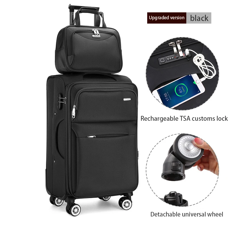 Oxford cloth waterproof luggage male universal wheel travel bags suitcase female password USB charging large capacity trolley