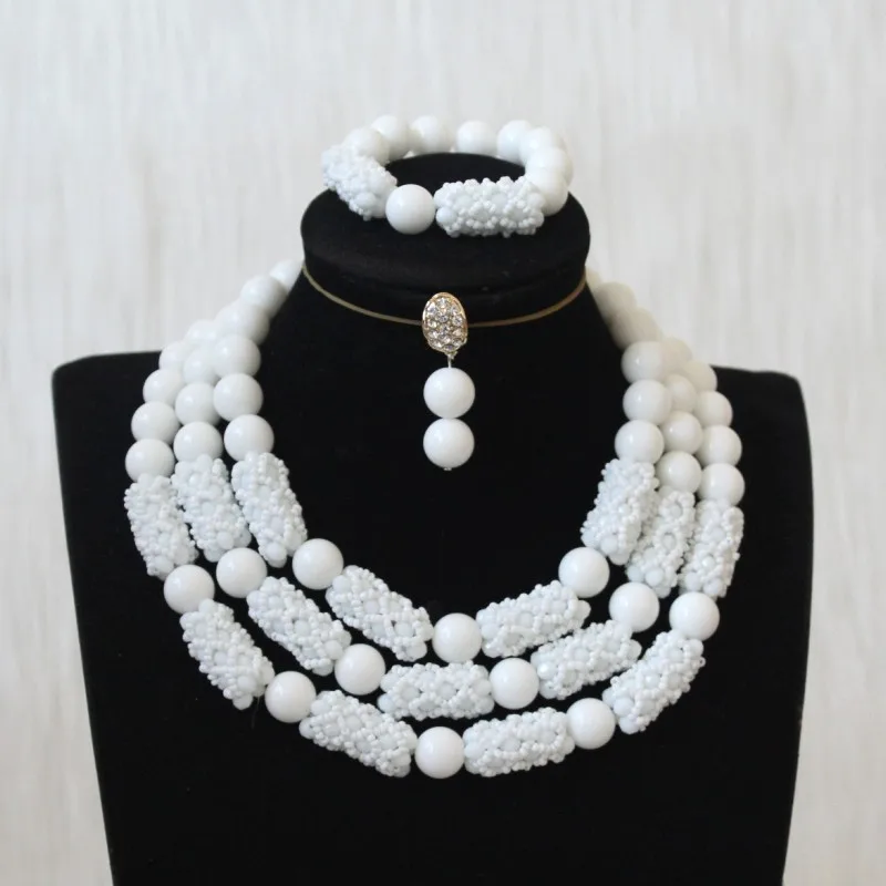 

4UJewelry Pure White African Nigerian Traditional Wedding Beads Quality Fine Jewellery Set For Party Women 2023 Turkish Gift Set