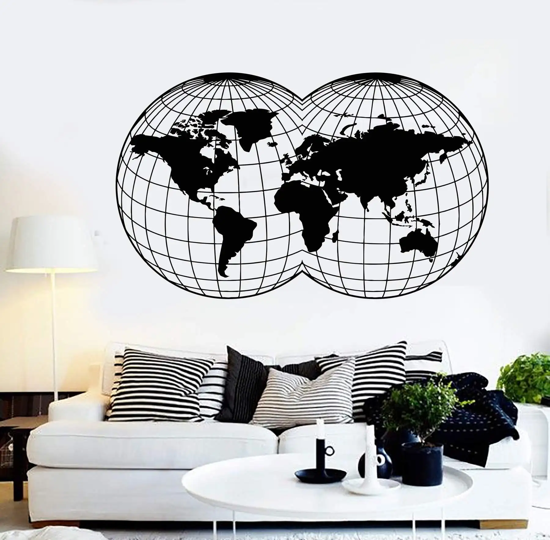 

World Map Wall Stickers, Map Stickers, Vinyl Wall Decals Round Earth Decals Home Living Room Art Deco Fashion Stickers dt13