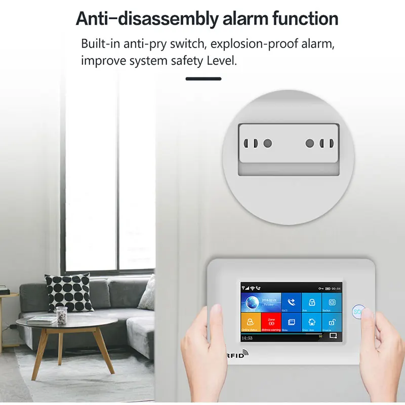 4G TUYA WIFI Home Security Alarm Burglar Alarm Full Touch Screen Alarm System With Motion Sensor Smart Life APP Remote Arm