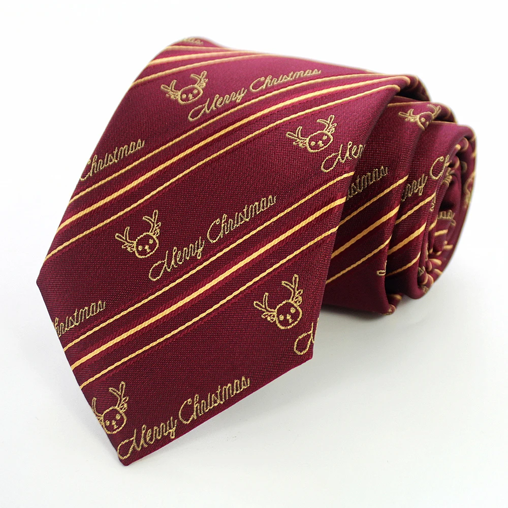 JEMYGINS Neuartige Weihnachtskrawatten, Weihnachtsmann-Schneeflocken-Krawatte, Rot-Grüne Seiden-Jacquard-Krawatte für Männer und Kinder, Weihnachtsgeschenk – Detail 18