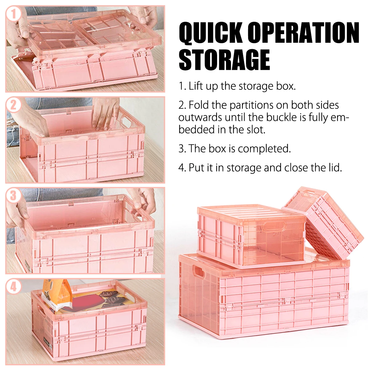 Collapsible Plastic Storage Box, Toy Box, Folding Sundry Storage Basket, Utility Cosmetic Container, Desktop Hard Tool Boxes