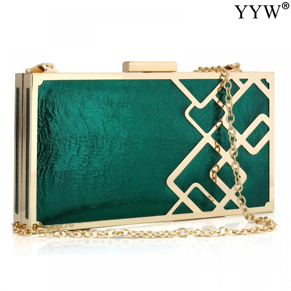 Flannelette Women Clutch Bag Evening Purse Day Clutches Elegant With Chain Rectangle Green Design For Ladies Wedding Party Purse