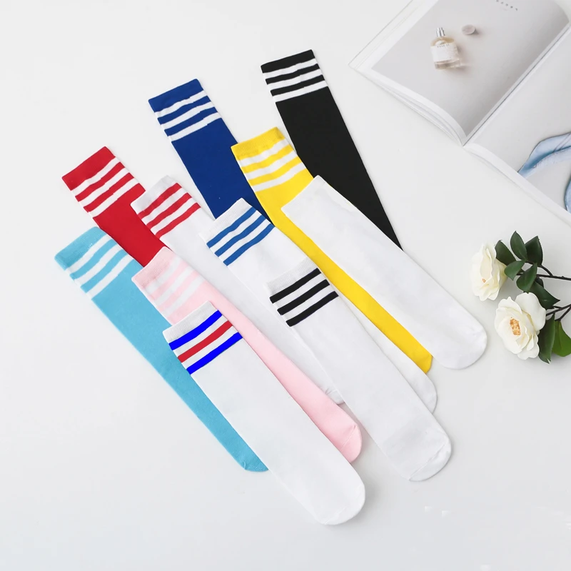 Kids Socks Cotton Boy Socks for Children Girls Knee High Socks Football Three Striped Old School Baby Long Tube Leg Warmer Boot