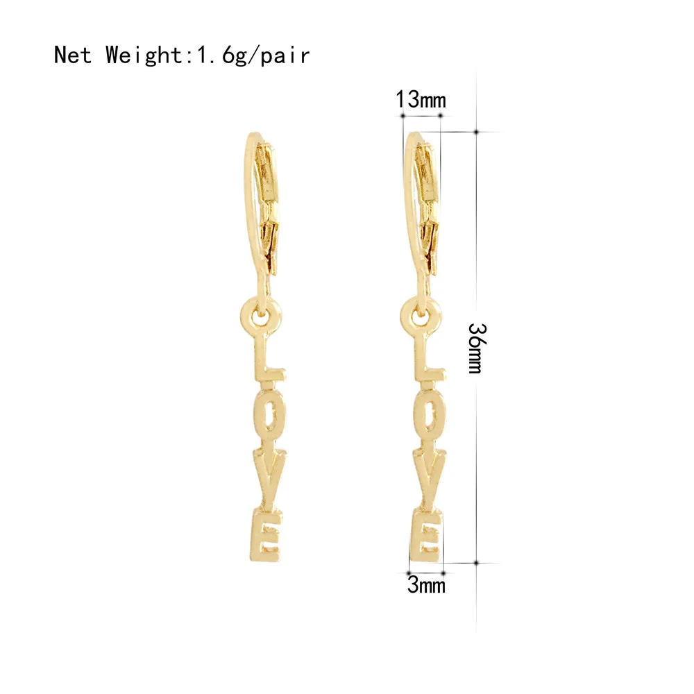 Gold color Letter Love Drop Earrings Newest Fashion Earrings For Women European Design Drop Earrings Gift For Friend