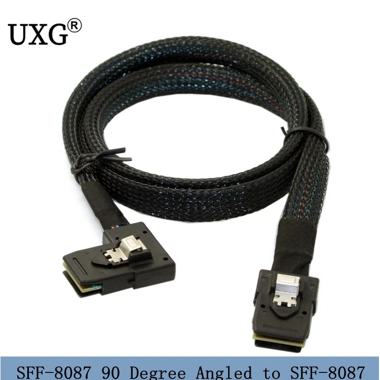 

Ultra Slim Flat Left Angled 90 Degree Mini SAS 36pin SFF-8087 To 8087 Data Raid Cable 80cm