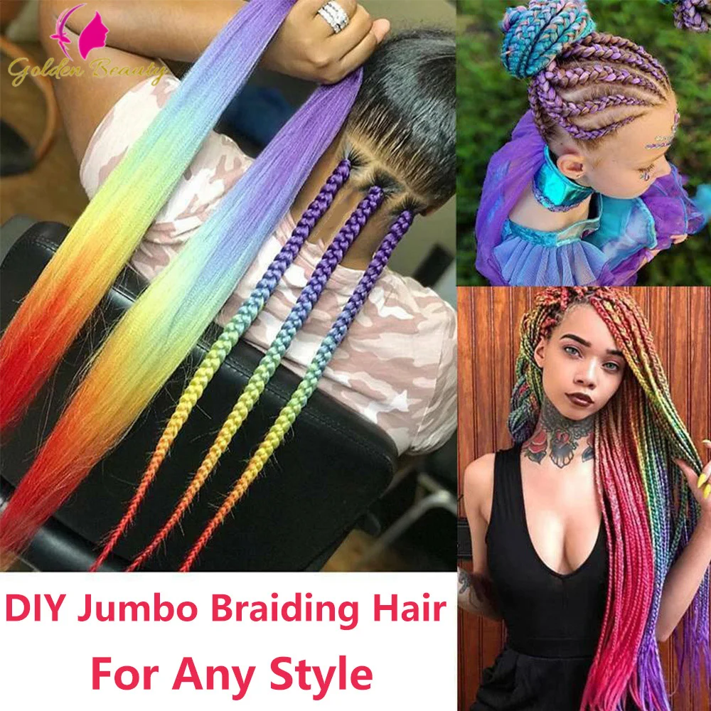 24"Yaki Kanekalon Jumbo Braids Synthetic Hair Extensions Pre Stretched For Box Braids Hair  Extension For Women DIY Hair Braids