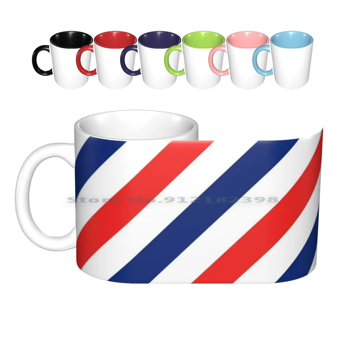 Barber Stripes Ceramic Mugs Coffee Cups Milk Tea Mug Barber Shop Pole Shop Pole Barber Pole Red Blue Barber Shop Sign Barber