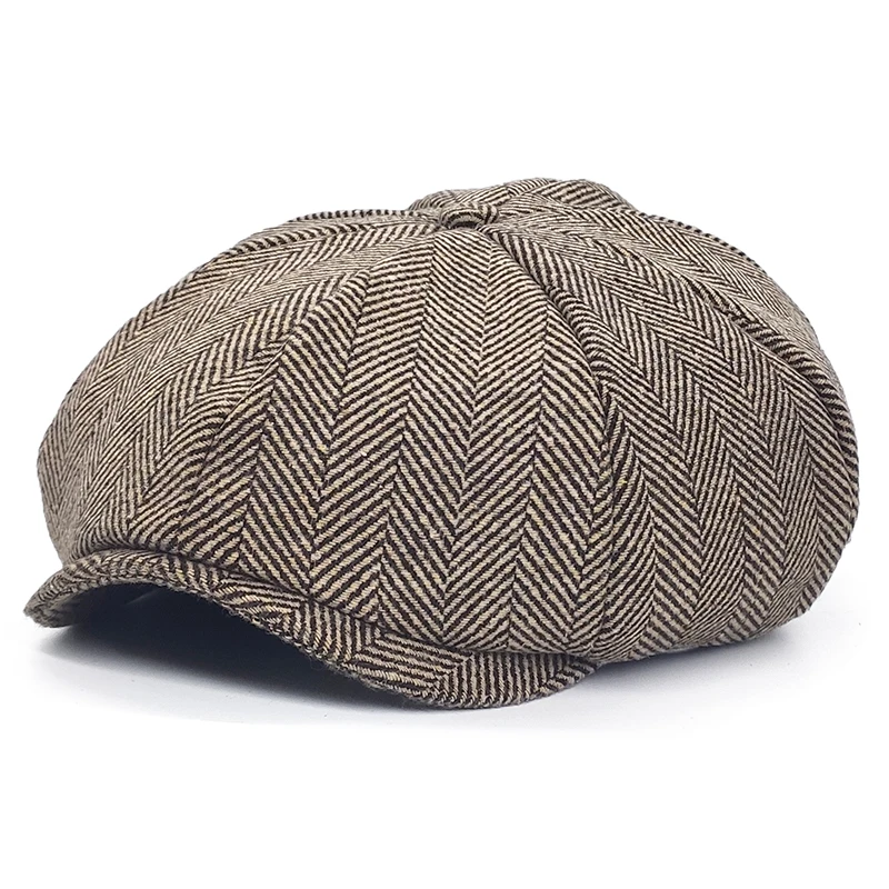 Plus Size Peaky Blinders Men Berets Hat Autumn New Vintage Herringbone Octagon Cap Women\'S Casual Pumpkin Hat Gatsby Flat Beret