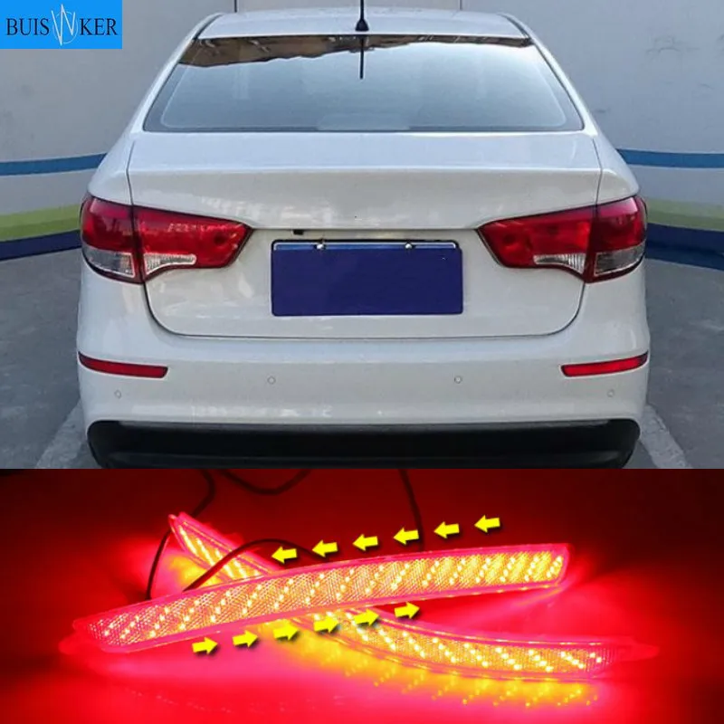 

2Pcs For Kia Rio K2 Sedan 2015 2016 LED Rear Bumper Reflector Car Tail Light Fog Lamp Braking Driving Car Accessories