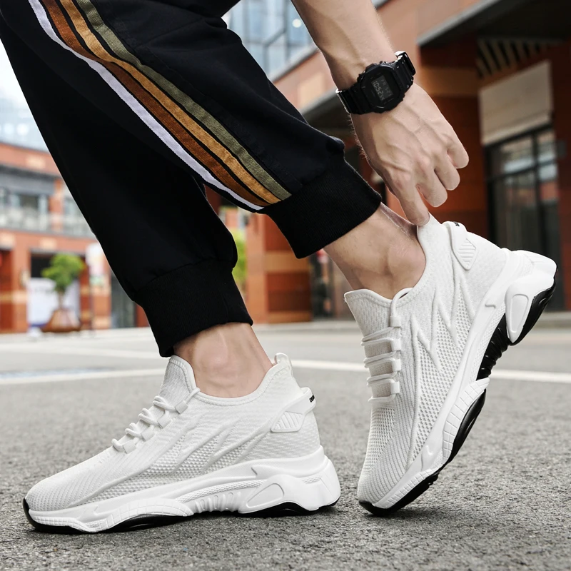 Summer Hollow Breathable Mesh Height Incresing Sneakers Men Shoes Elevator 7cm Outdoor Leisure White Casual Lift Man Shoes Tall