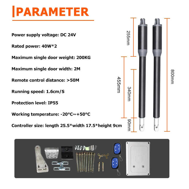 200Kg Automatic swing gate door Engine Motor opener System with 1080P PTZ IP Camera Wifi Outdoor use Optional