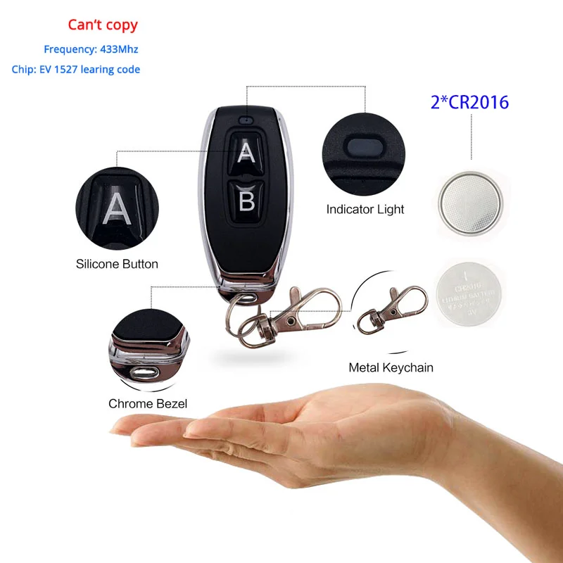 433 ميجا هرتز العالمي اللاسلكية RF التحكم عن بعد تشغيل/إيقاف الارسال لا استنساخ ل بوابة جراج الباب لمبة مصباح DIY بها بنفسك مفتاح فوب تحكم