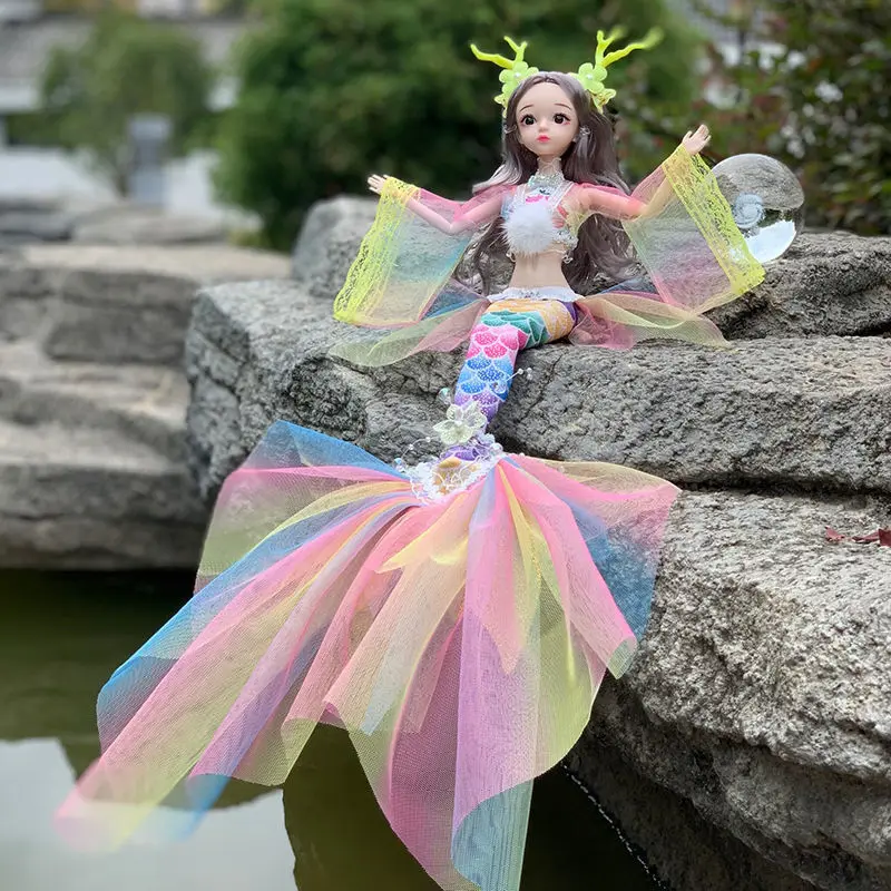 

45cm Bjd Doll For Girls Mermaid Doll 13 Joints Movable Cute Mermaid Bjd Doll Toy Diy Dressup Toy Children's Toys Christmas Gifts