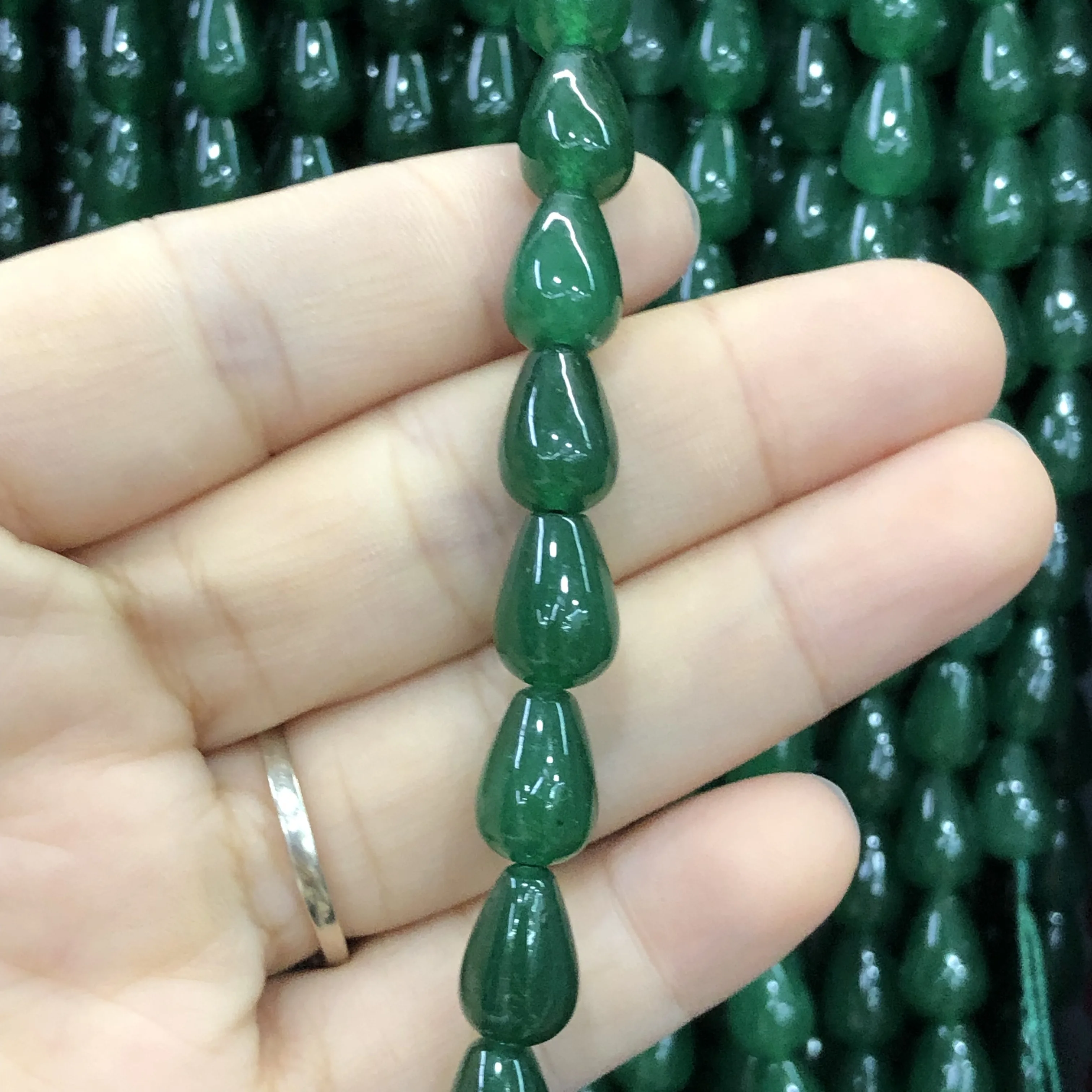 Natural Stone Water Drop Green Chalcedony Jades Beads Loose Spacer Beads For Jewelry Making Diy Bracelet Necklace Earring