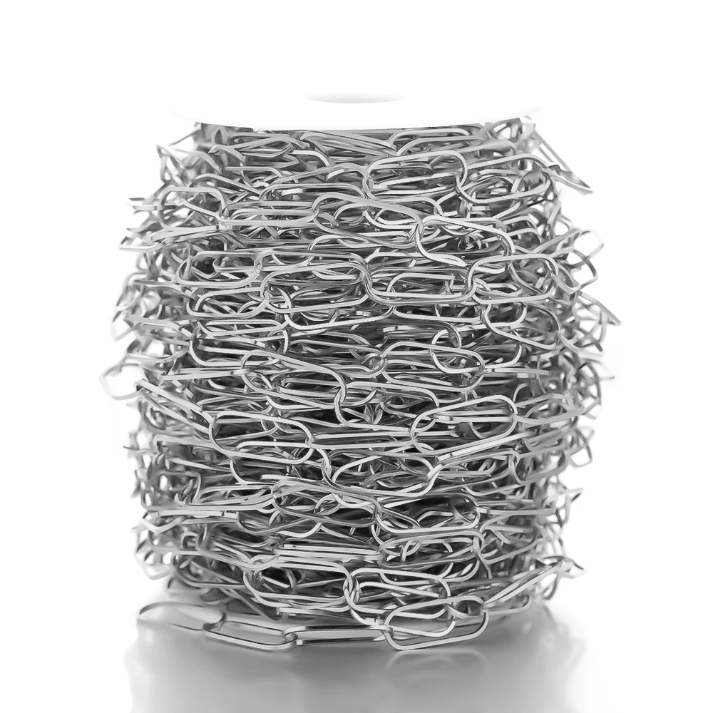 1 Meter Flache Ovale Edelstahl-Bügelketten, Kabelkette für DIY-Schmuckherstellung, Armband- und Halskettenzubehör – Detail 5