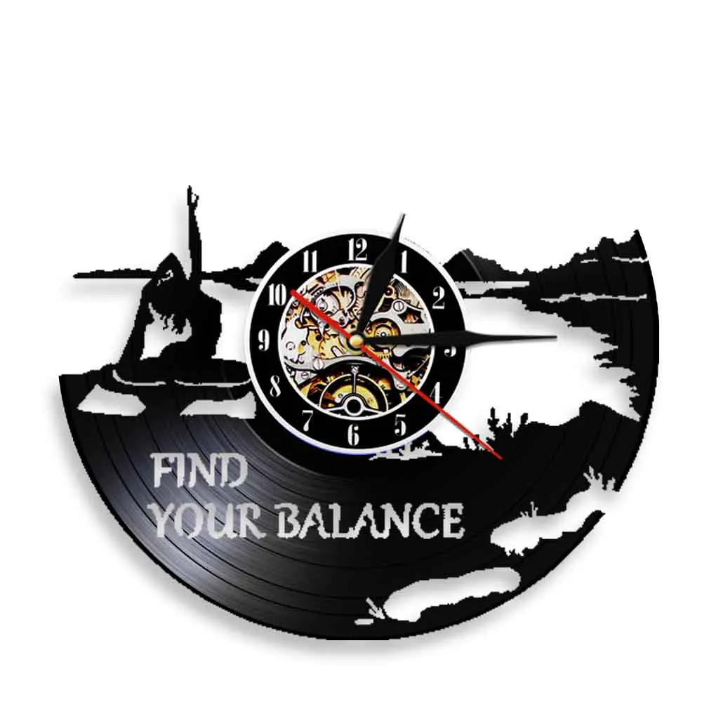 Find Your Balance Yoga Practice Decorative Wall Clock Modern Design 12