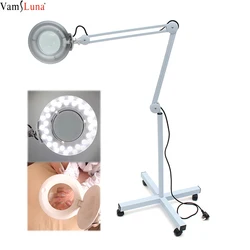 Lampada da trucco professionale con supporto lampada da terra a LED lampada da tatuaggio con ingrandimento 8x altezza regolabile luce fredda lettura strumenti per salone di bellezza