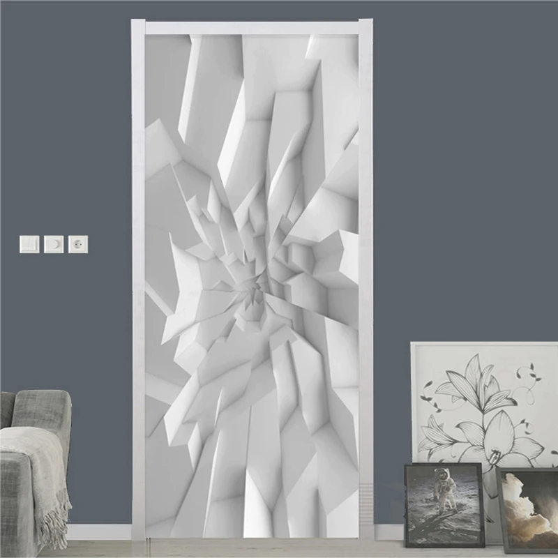 Modern 3D Stereo Geometric Wallpaper Abstract Art Door Sticker Living Room Bedroom Creative DIY Home Poster PVC Waterproof Decal