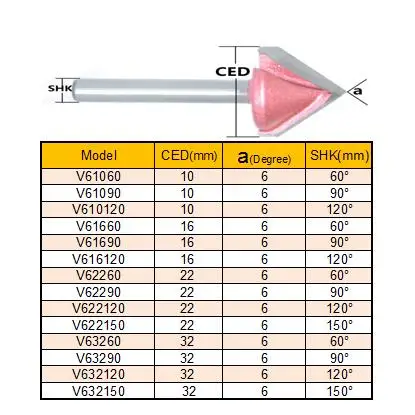 6 มม.* 10-16-22-32mm * 60-150degreeCNC คาร์ไบด์ end Mill,3D woodworking ใส่ Router บิต, ทังสเตนตัด,แกะสลักเครื่องมือ