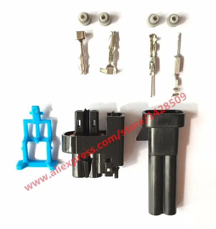 1 Set Female And Male 2 Pin Delphi EV6 Injector Auto Connector 15326181 15411633