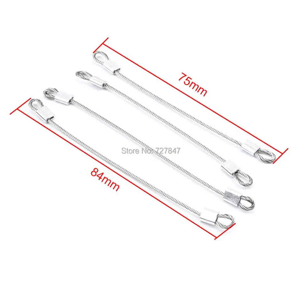 Juego de 2 cables de acero para coche RC compatibles con Trx4 Axial Scx10 D90 D110 1/10 Crawler mando a distancia para coche y clip de fijación de Juego de 2 cables de acero para coche RC compatibles con Trx4 Axial Scx10 D90 D110 1/10 Crawler mando a distancia para coche y clip de fijación de