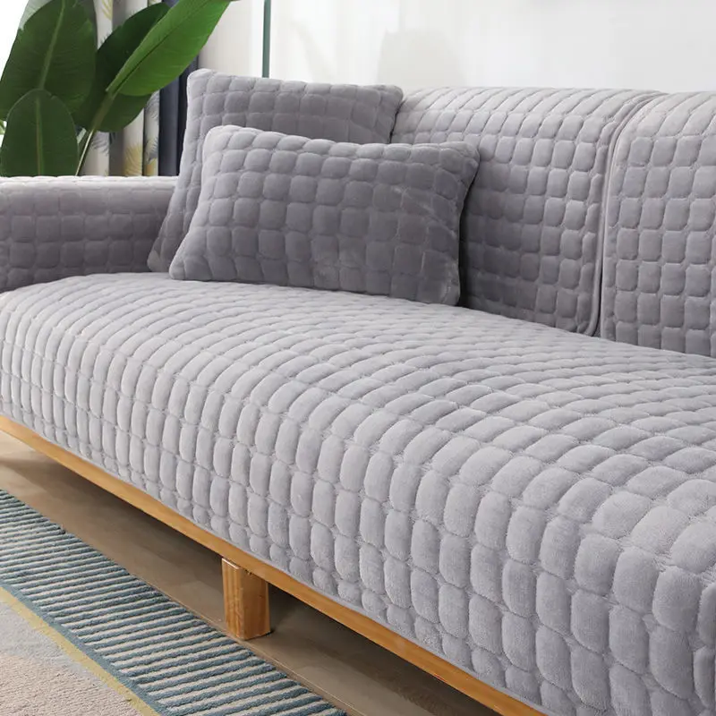 Sofa Kussen Pluche Antislip Verdikte Sofa Cover Kussen Flanel Sofa Cover Universele Effen Kleur Stofdicht Sofa seat Cover