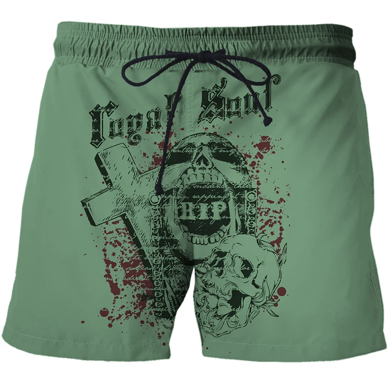 2022 New  Man's Beach Shorts New Summer Sports Pants European and American Skull Pattern 3D Printed Man Short Male Board Shorts