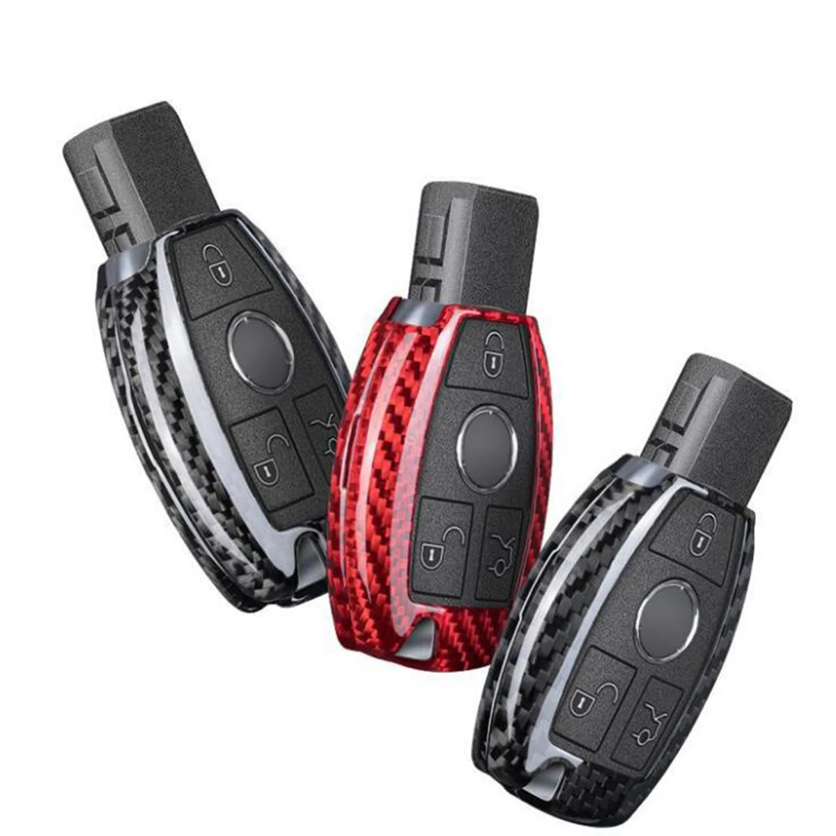 1 Set Real Carbon Fiber Car Key Case Cover Shell For Mercedes-Benz A C E Class C260L GLB200 A200L E300L GLC Key Protective shell