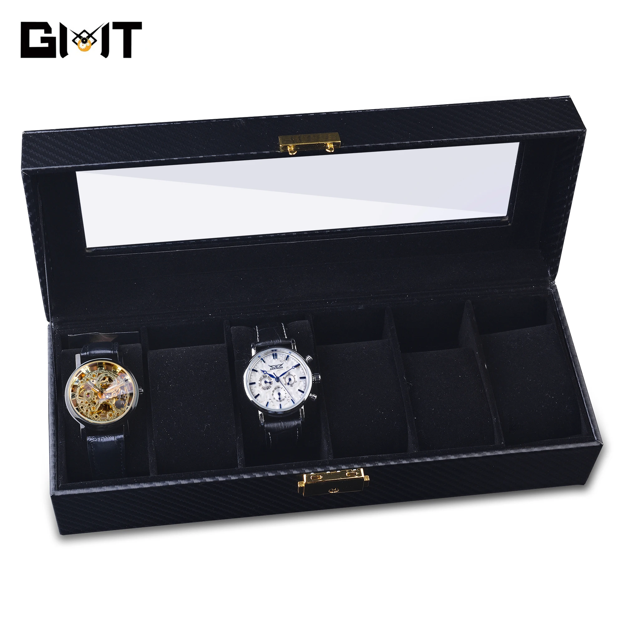 5 Slots Black Genuine Leather Watch Box Portable Travel Gift Watch Case Watch Holder Organizer Collector Clock Storage Box