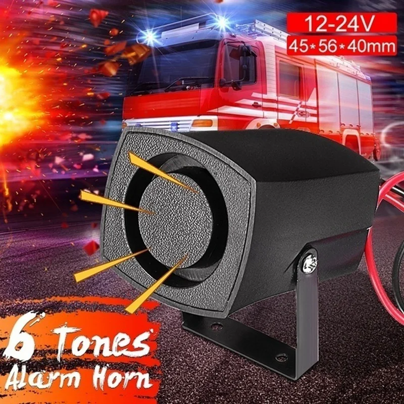 12-24V 6Tones Car Police Fire Alarm Horn Ring Alarm System Siren Speaker Warning Loud Sound Alarm Speaker