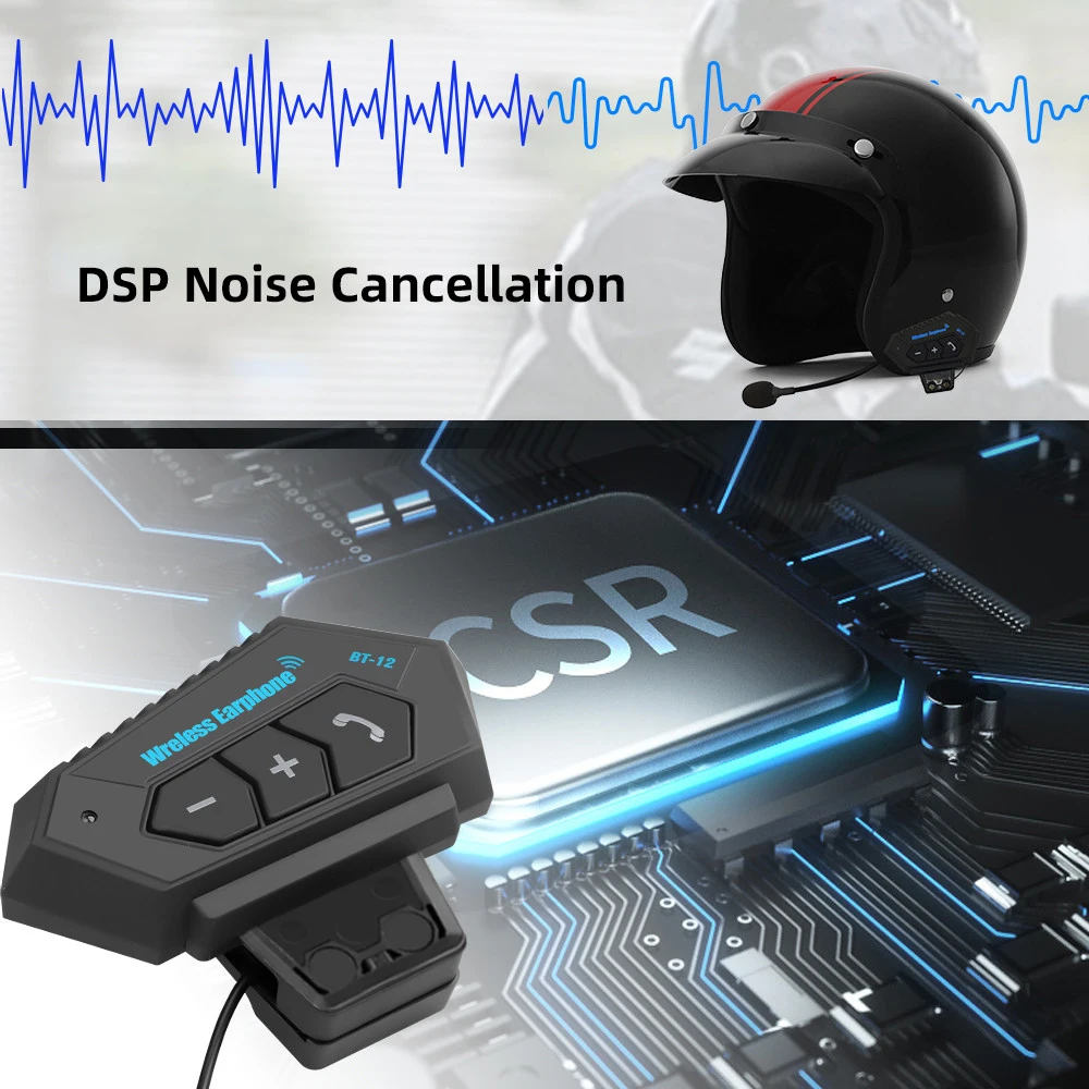 Bluetooth Motorcycle Helmet Headset Headphone Wireless Motor Bike Handsfree Stereo Earphone Speaker Noise Reduction With Mic