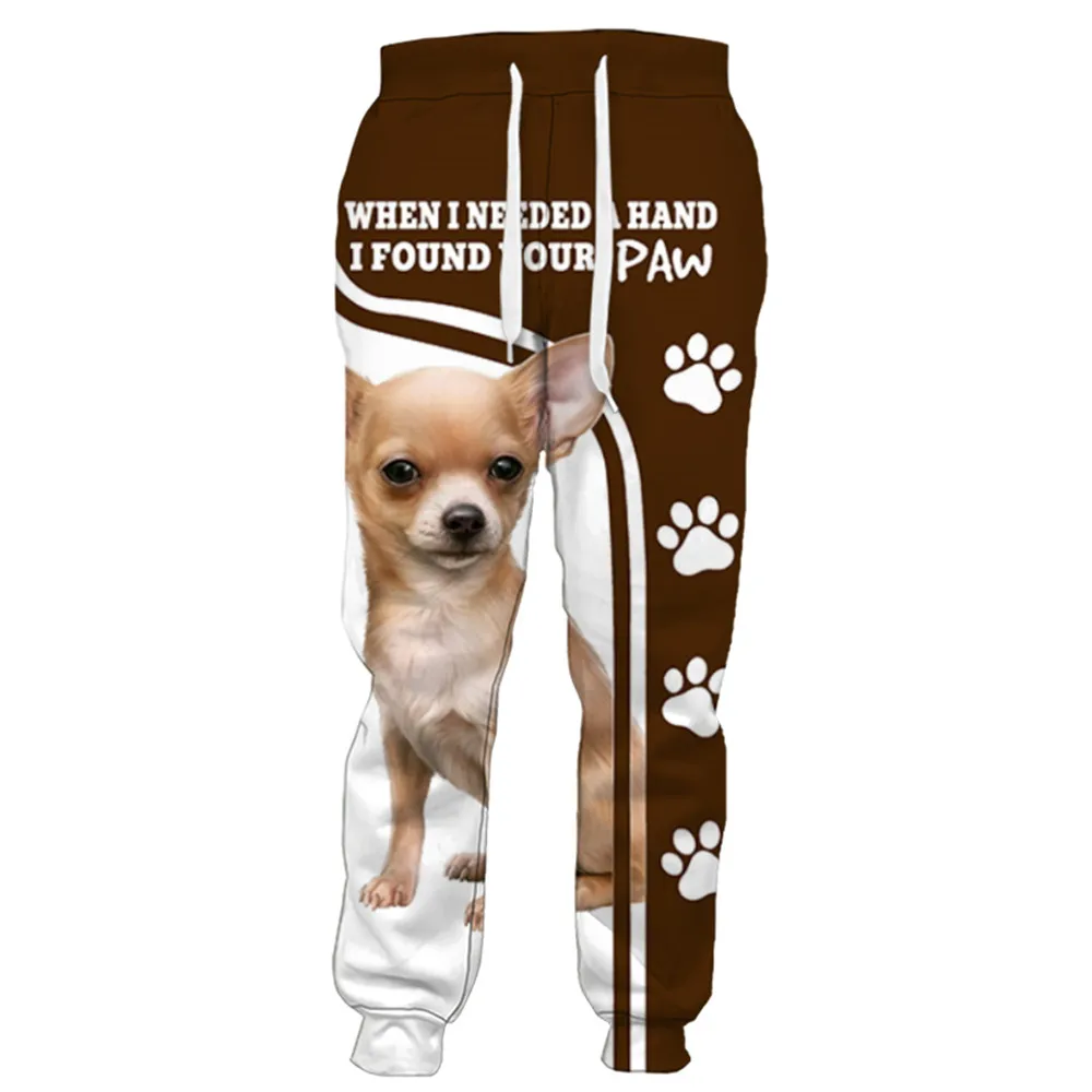 HX Border Collie Print Pants 3D Graphic Como  Animals Splicing Sweatpants Elastic Pockets Sportswear Harajuku Streetwear