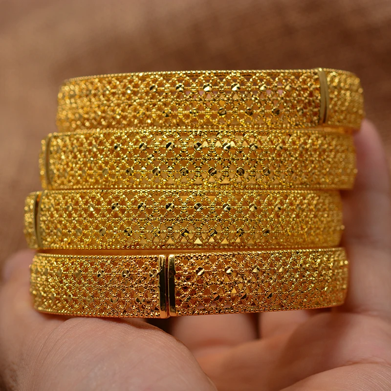 Dubai Kuwait Luxury Gold Color Jewelry Bangles For  Girl friend Ethiopian African Women Dubai Bracelet Party wedding Gifts
